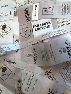 Picture for category Black Print onto White Background, Garment Tags -Polyester Satin
