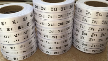 Picture for category Size Tags, Pre-Printed Polyester Satin