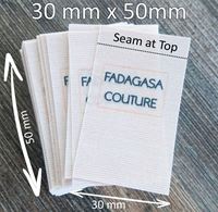 30mm x 50mm Polyester Satin Tags close up